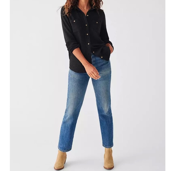 NWT Faherty Black Women's Button-Front Sweater Shirt - Picture 5 of 5